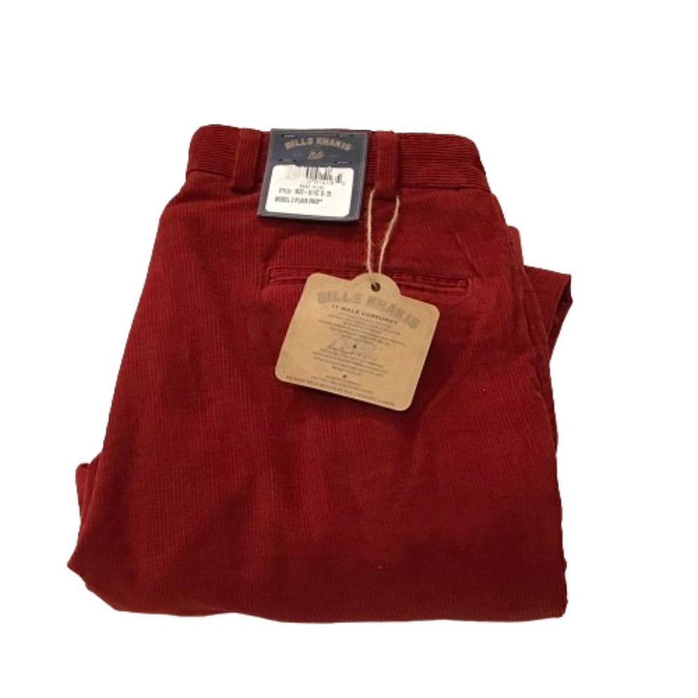 NWT Mens Size 35 35x33 Bills Khakis Red M2 Classic Fit 11 Whale Corduroy Pants